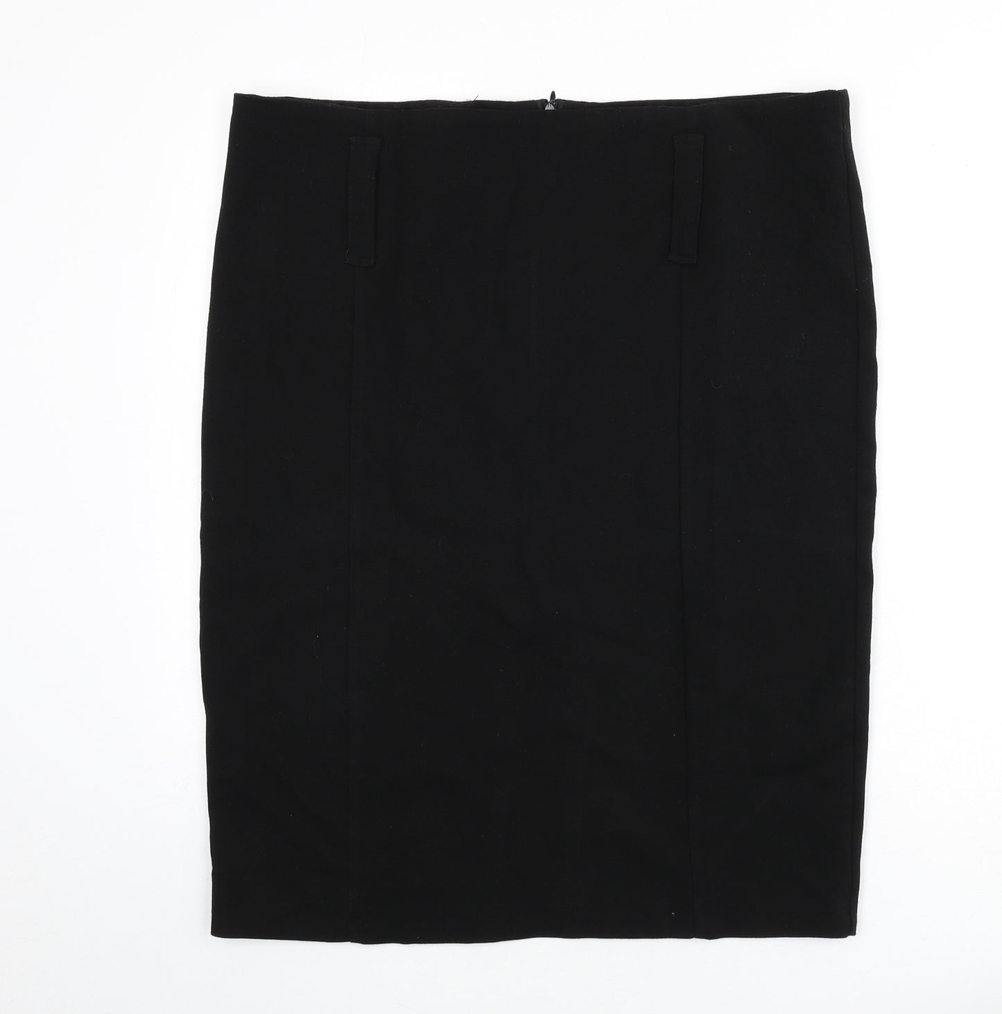 New Look Womens Black Polyester Straight & Pencil Skirt Size 18 Zip - Slit
