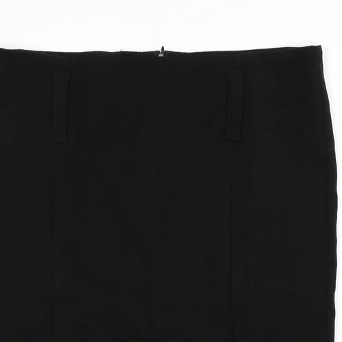 New Look Womens Black Polyester Straight & Pencil Skirt Size 18 Zip - Slit