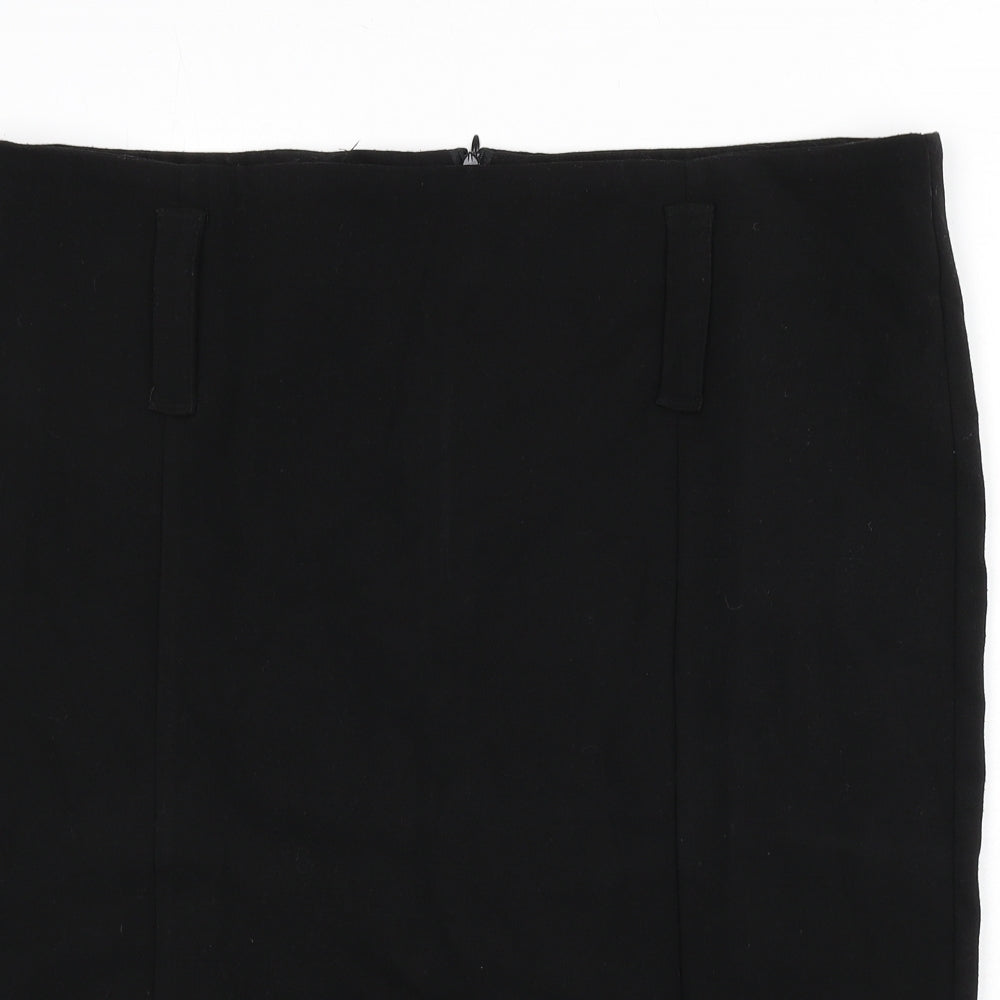 New Look Womens Black Polyester Straight & Pencil Skirt Size 18 Zip - Slit