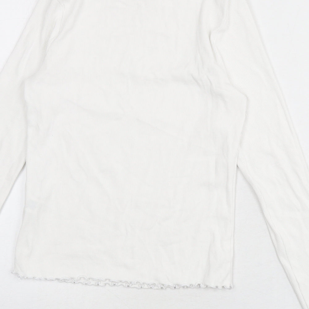 New Look Womens White Cotton Basic T-Shirt Size 12 Round Neck - Ribbed