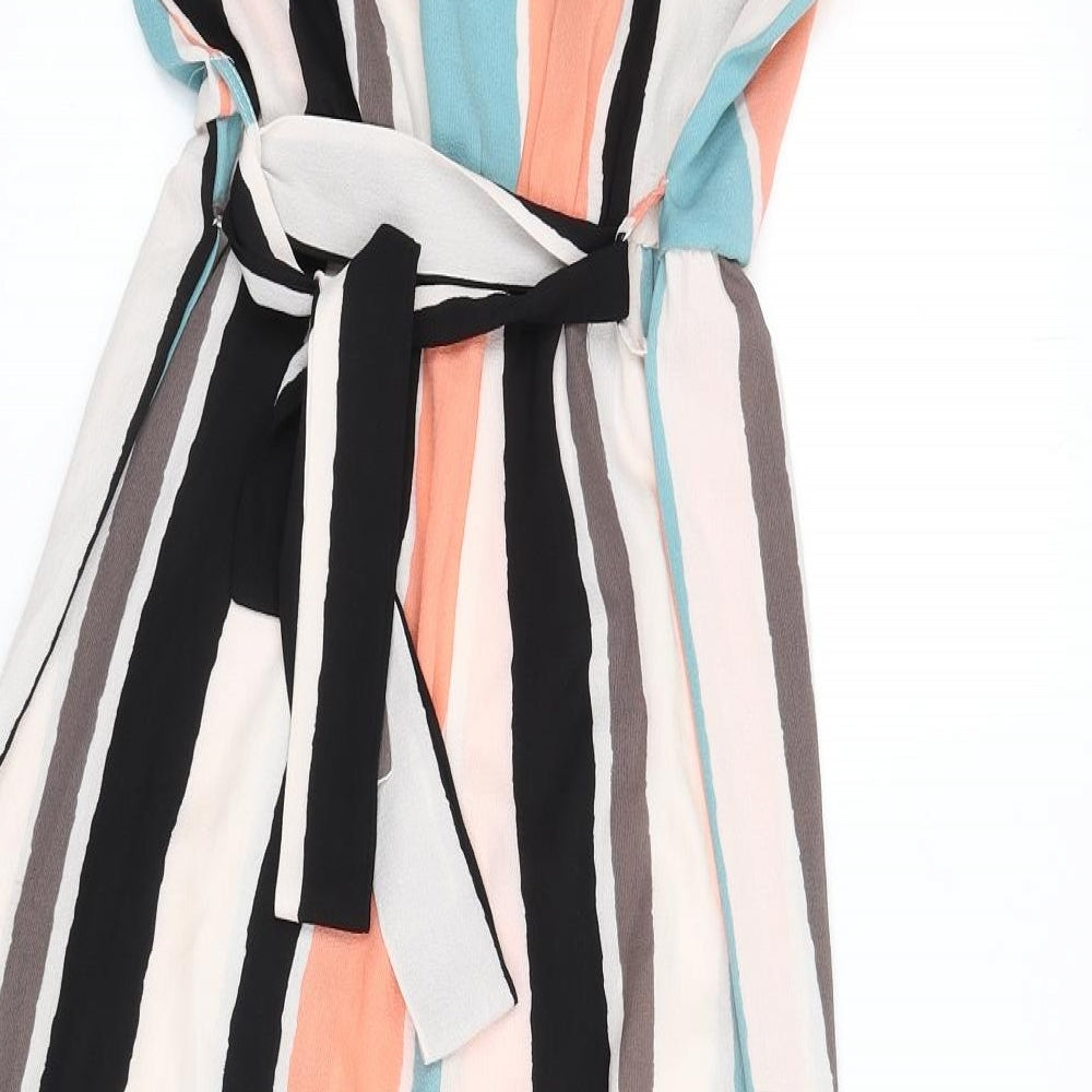 Boohoo Womens Multicoloured Striped Polyester Jumpsuit One-Piece Size 12 L20 in Pullover - Belted