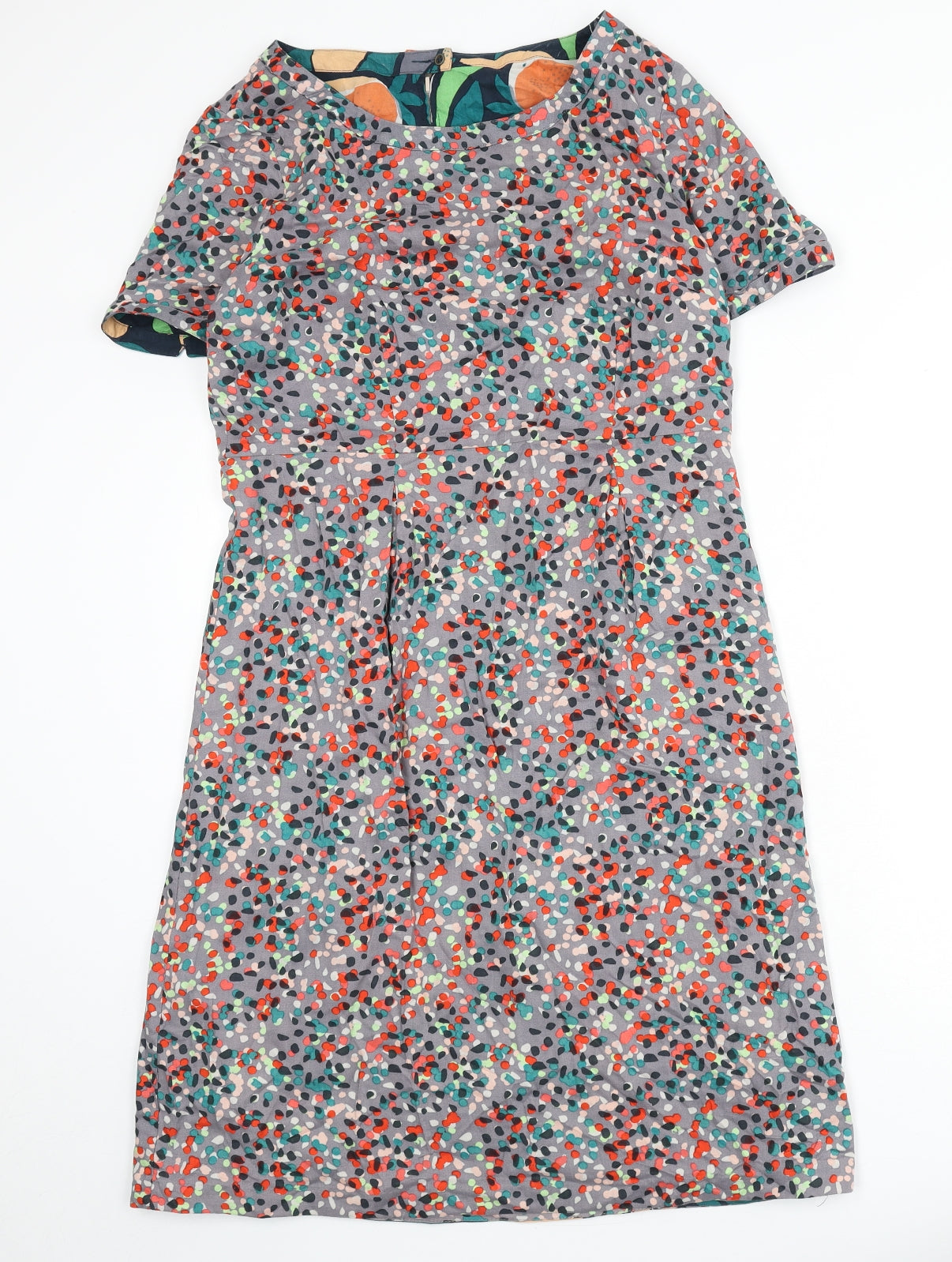 White Stuff Womens Multicoloured Geometric Viscose A-Line Size 12 Round Neck Zip - Reversible
