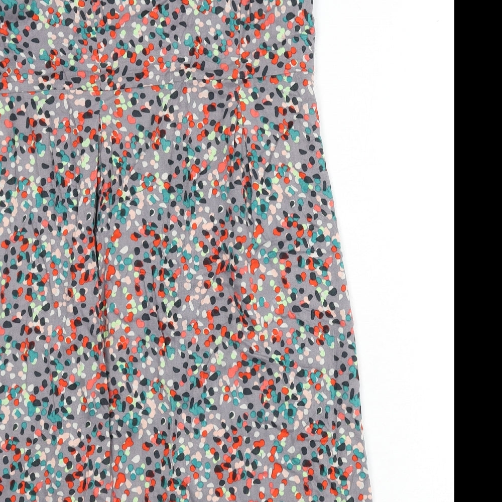 White Stuff Womens Multicoloured Geometric Viscose A-Line Size 12 Round Neck Zip - Reversible