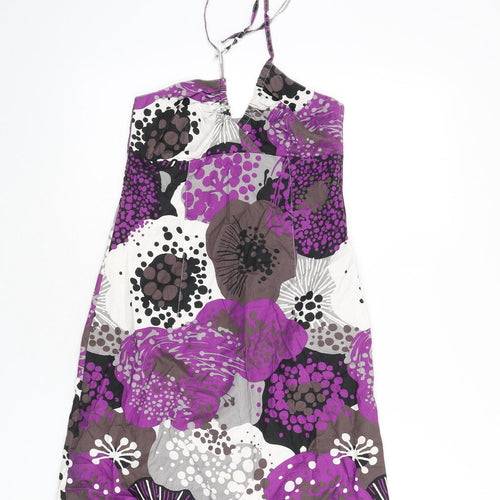 H&M Womens Multicoloured Geometric 100% Cotton A-Line Size 10 Halter Zip