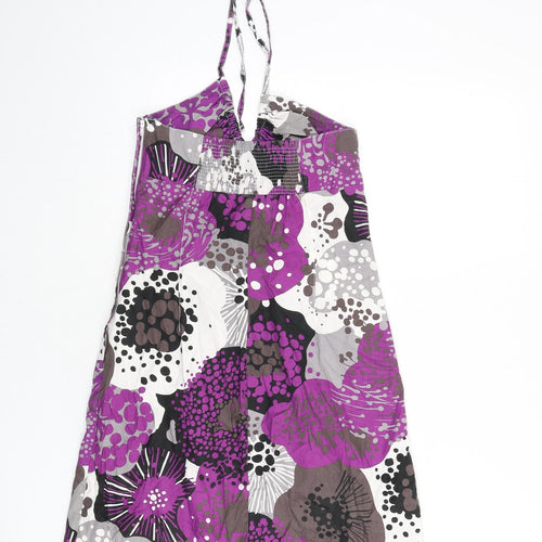 H&M Womens Multicoloured Geometric 100% Cotton A-Line Size 10 Halter Zip