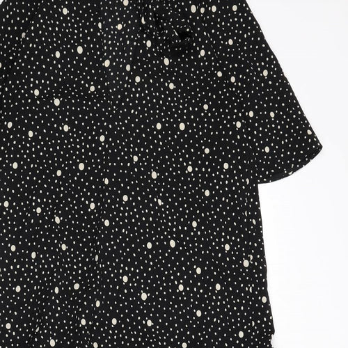 Topshop Womens Black Polka Dot Polyester A-Line Size 8 V-Neck Tie