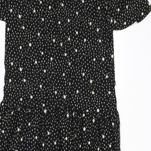 Topshop Womens Black Polka Dot Polyester A-Line Size 8 V-Neck Tie