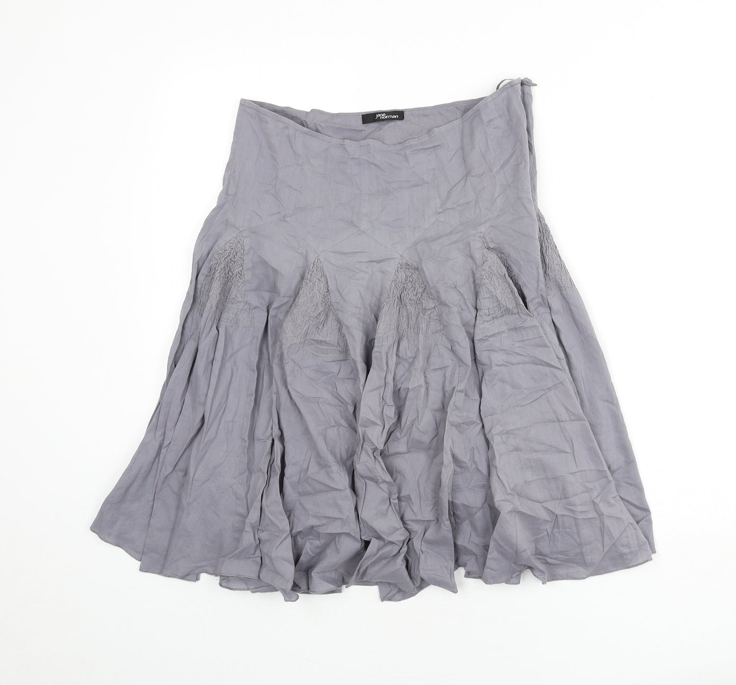 Jane Norman Womens Grey Cotton Flare Skirt Size 10 Zip