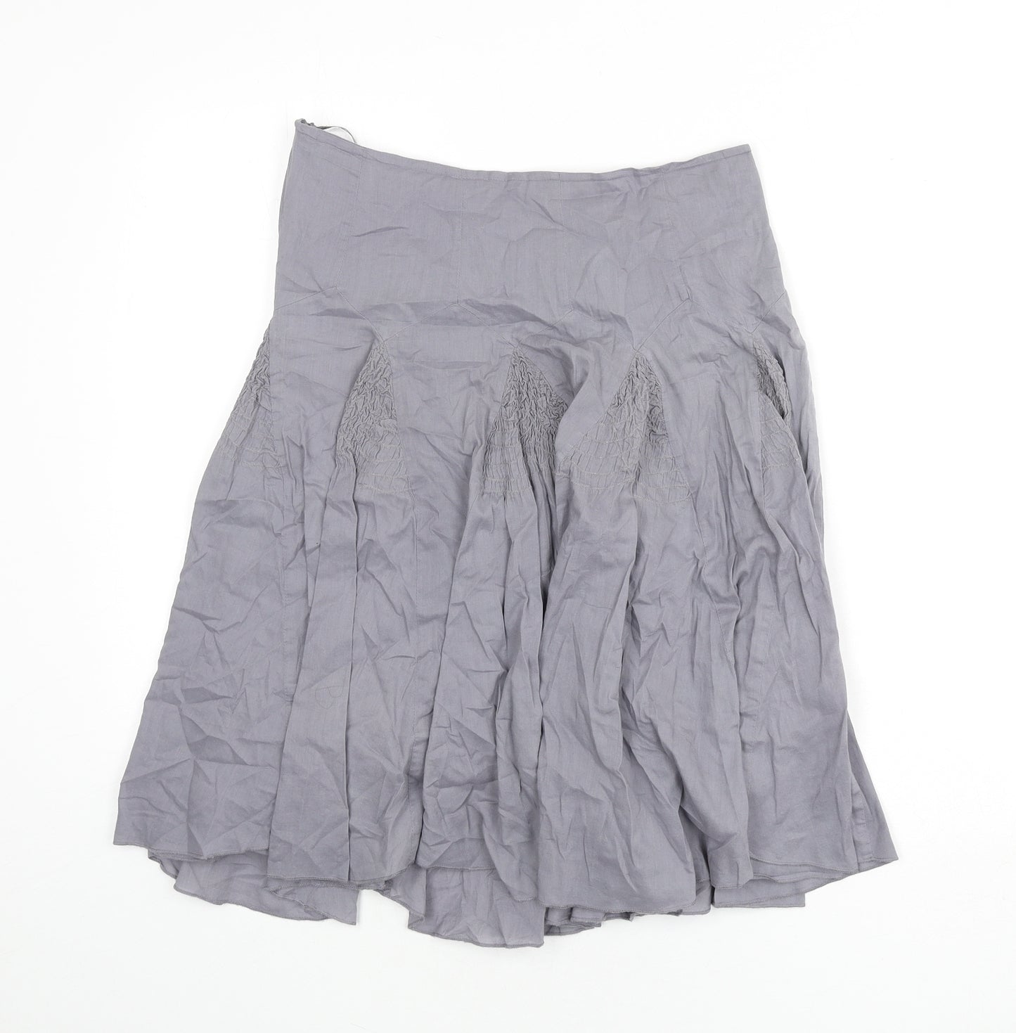 Jane Norman Womens Grey Cotton Flare Skirt Size 10 Zip