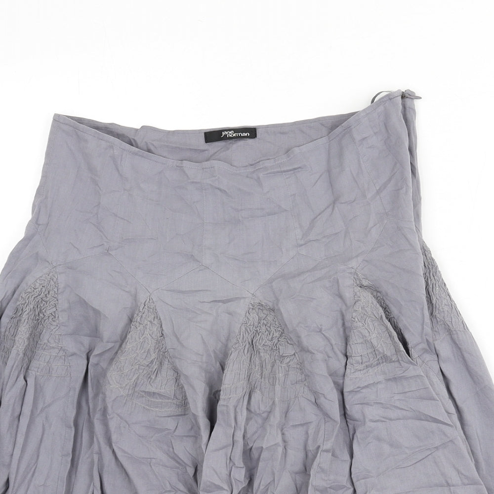 Jane Norman Womens Grey Cotton Flare Skirt Size 10 Zip