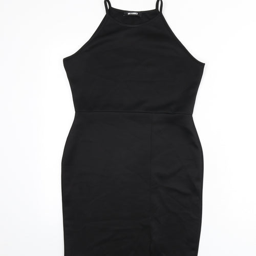 Missguided Womens Black Polyester Bodycon Size 12 Round Neck Pullover