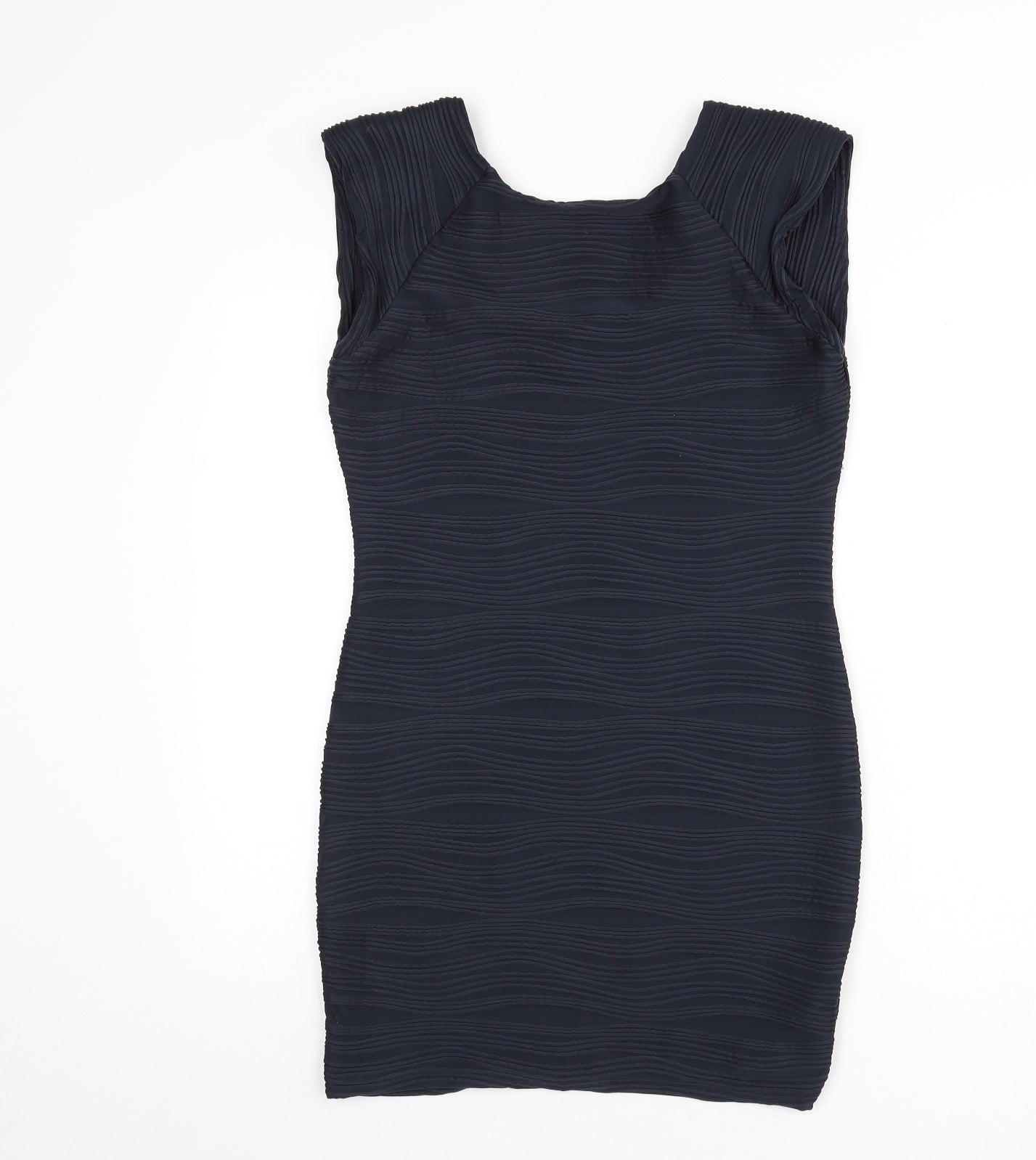 AX Paris Womens Blue Geometric Polyester Bodycon Size 14 Round Neck Pullover - Ribbed