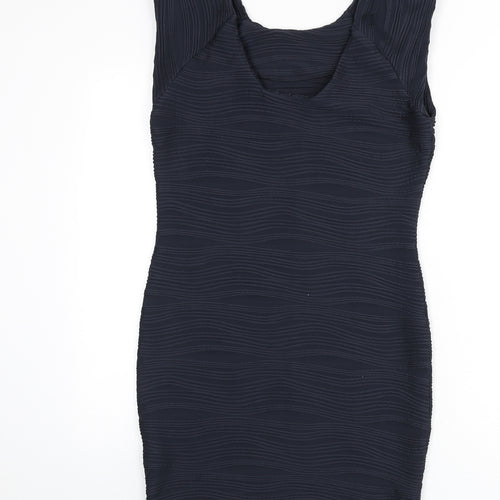 AX Paris Womens Blue Geometric Polyester Bodycon Size 14 Round Neck Pullover - Ribbed
