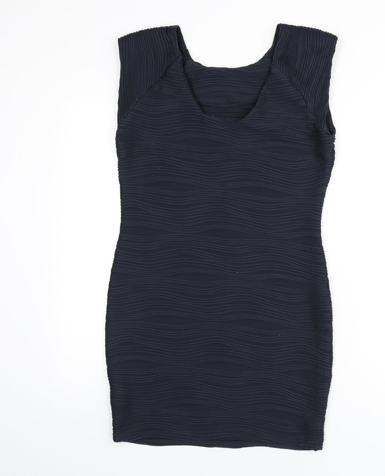 AX Paris Womens Blue Geometric Polyester Bodycon Size 14 Round Neck Pullover - Ribbed