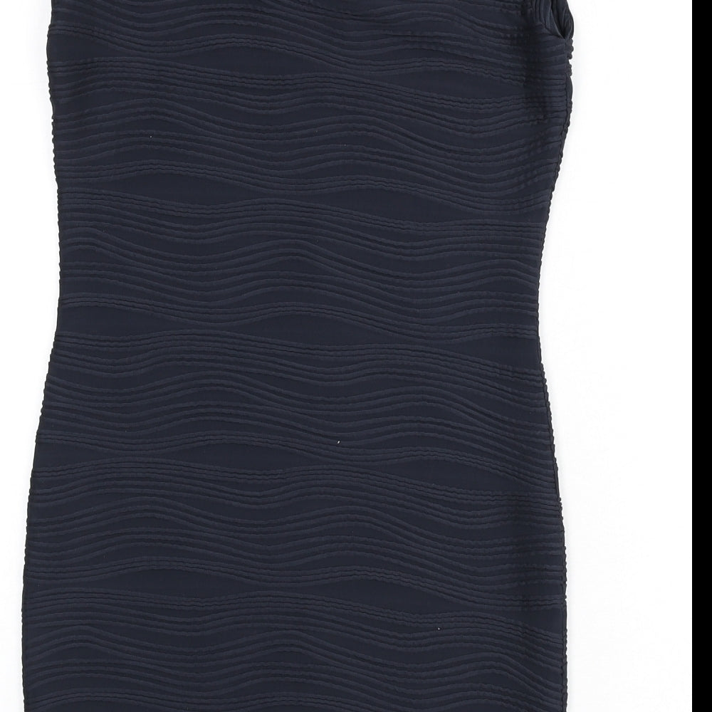 AX Paris Womens Blue Geometric Polyester Bodycon Size 14 Round Neck Pullover - Ribbed