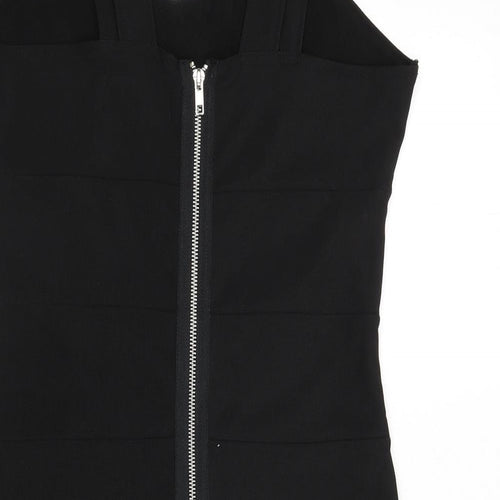 Parisian Womens Black Polyacrylate Fibre Bodycon Size 14 Sweetheart Zip - Ribbed, Double Straps