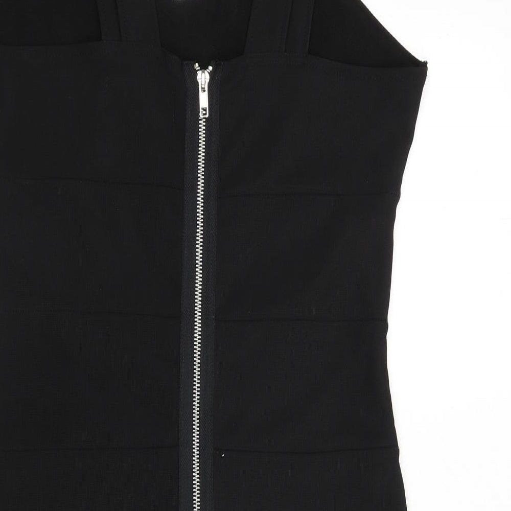 Parisian Womens Black Polyacrylate Fibre Bodycon Size 14 Sweetheart Zip - Ribbed, Double Straps