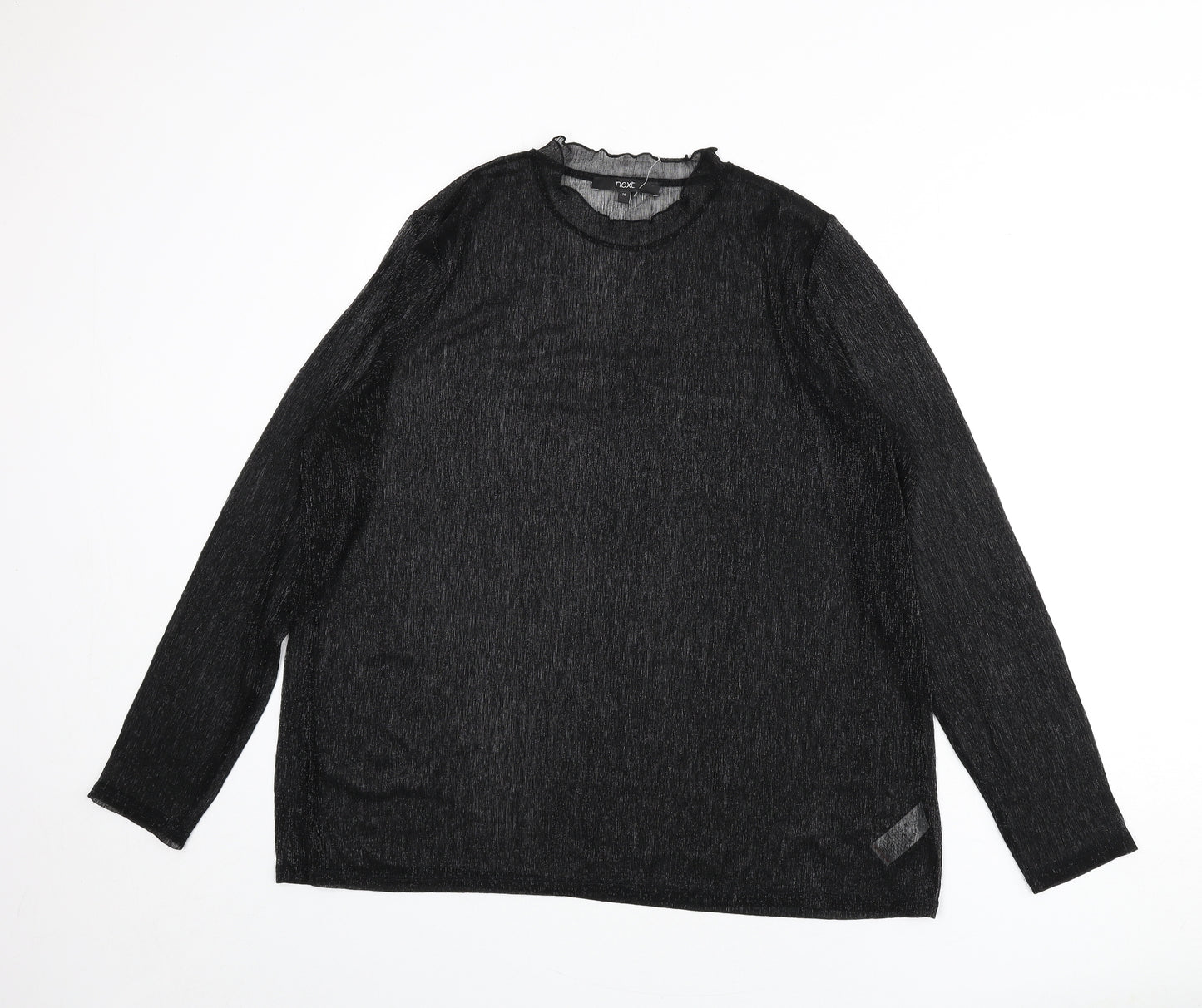 NEXT Womens Black Polyester Basic T-Shirt Size 20 Mock Neck - Sheer