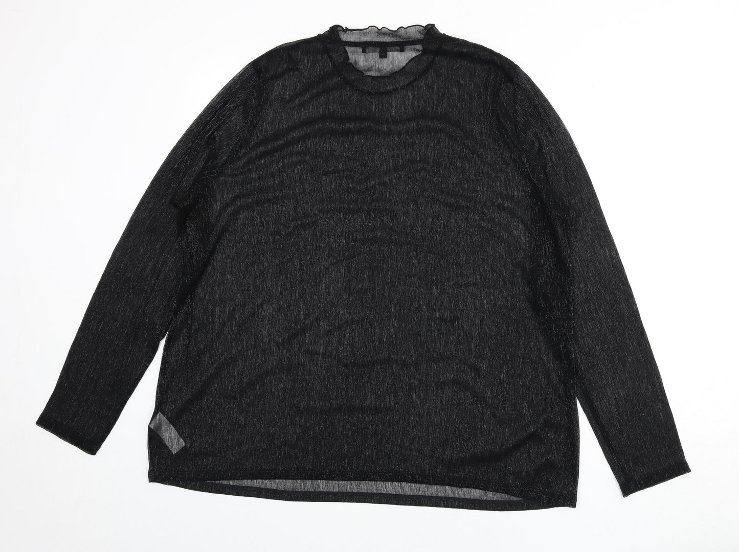 NEXT Womens Black Polyester Basic T-Shirt Size 20 Mock Neck - Sheer