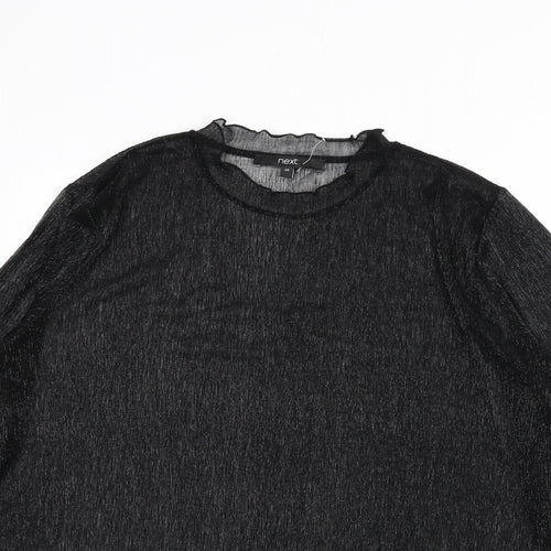 NEXT Womens Black Polyester Basic T-Shirt Size 20 Mock Neck - Sheer