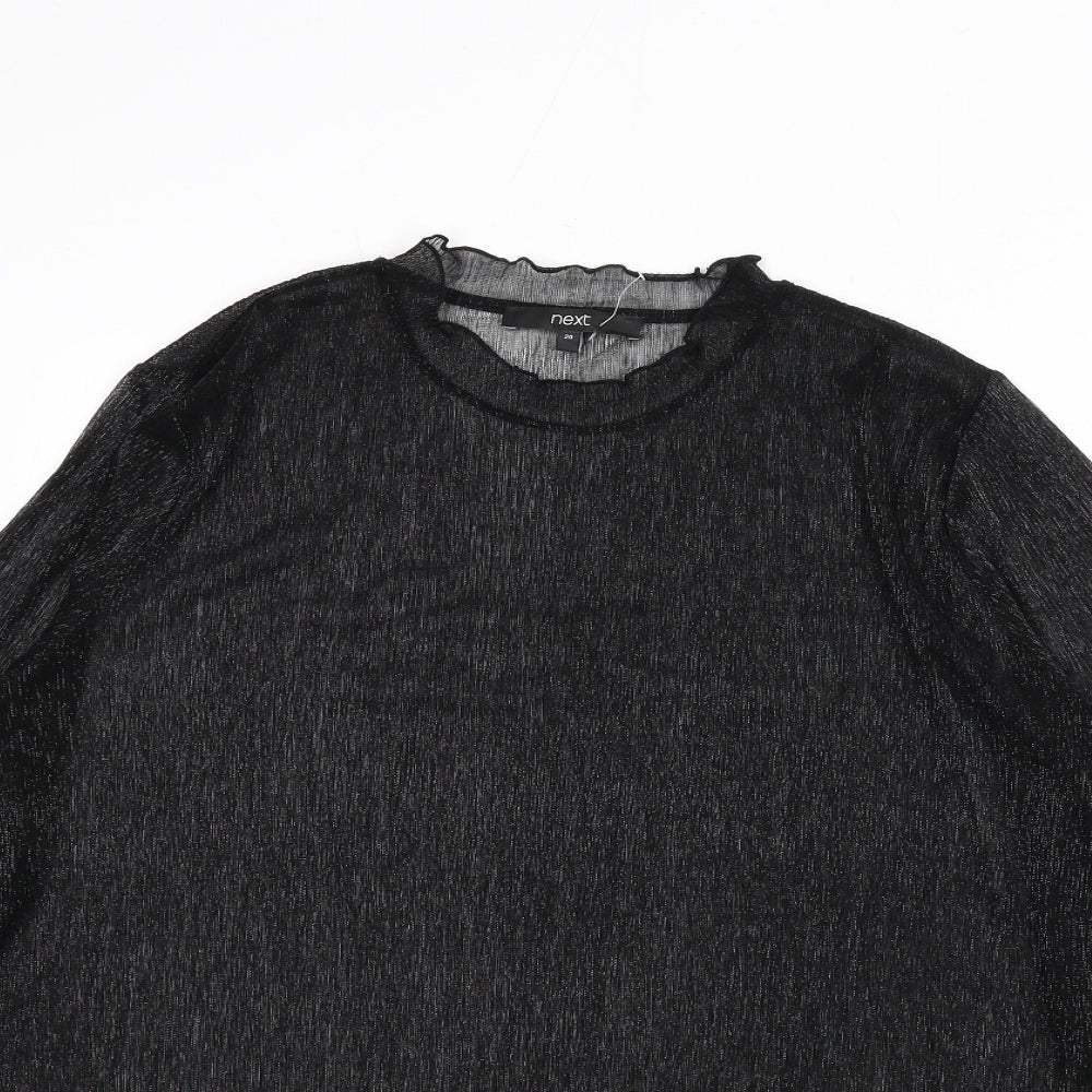 NEXT Womens Black Polyester Basic T-Shirt Size 20 Mock Neck - Sheer