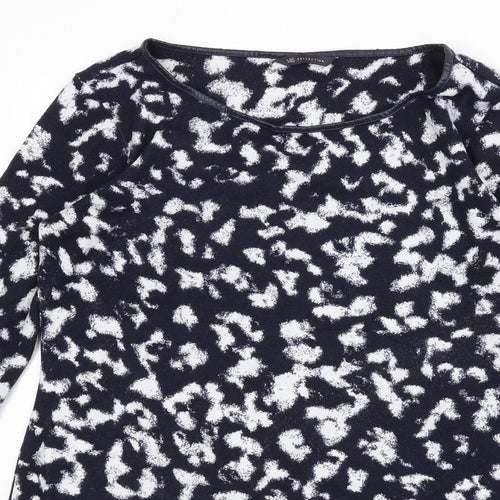 Marks and Spencer Womens Blue Round Neck Animal Print Polyester Pullover Jumper Size 12 - Leopard Print