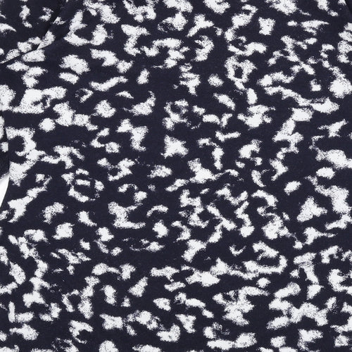 Marks and Spencer Womens Blue Round Neck Animal Print Polyester Pullover Jumper Size 12 - Leopard Print
