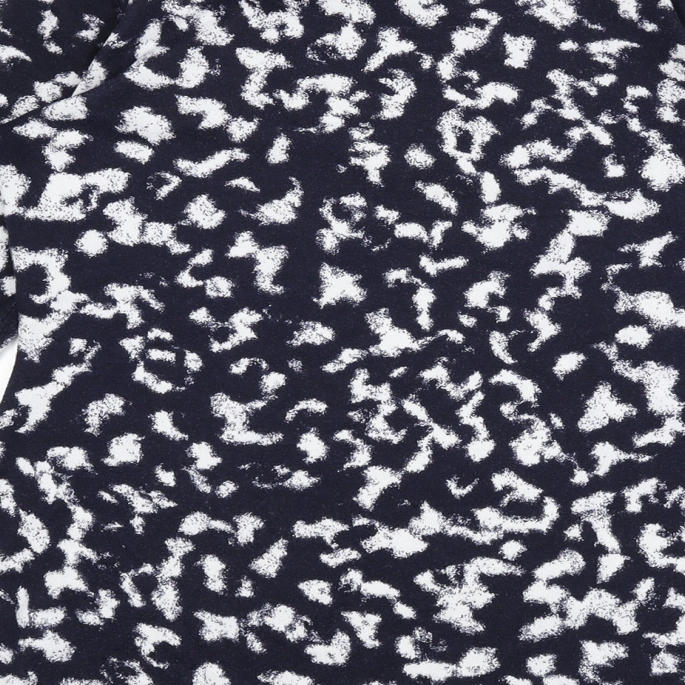 Marks and Spencer Womens Blue Round Neck Animal Print Polyester Pullover Jumper Size 12 - Leopard Print