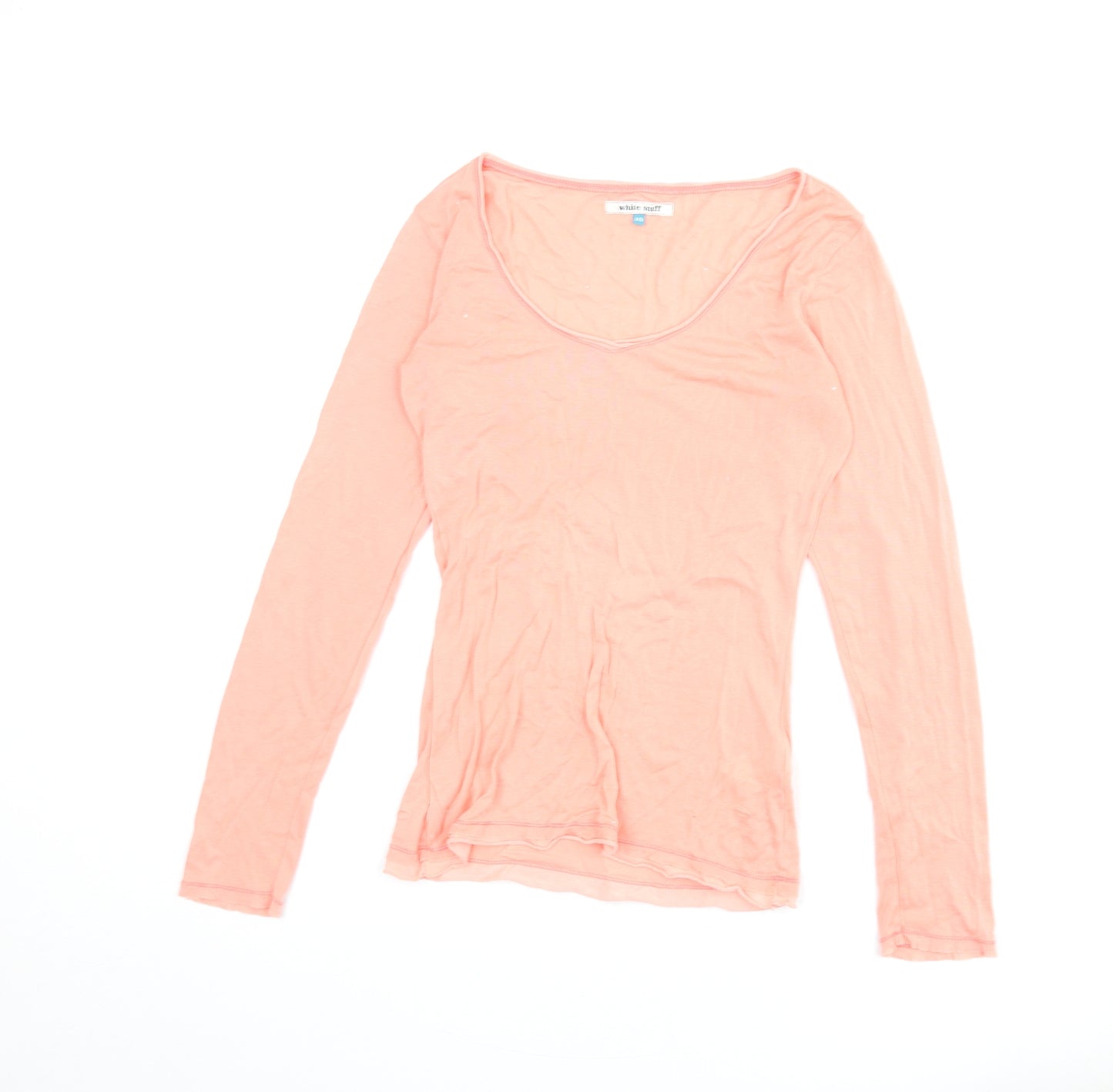 White Stuff Womens Pink Polyester Basic T-Shirt Size 10 Scoop Neck