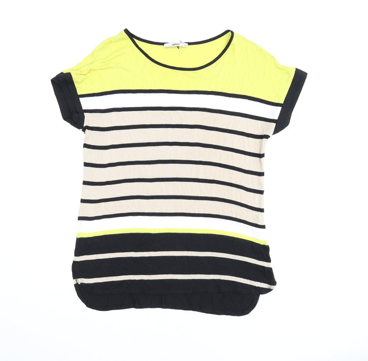 Oasis Womens Multicoloured Striped Viscose Basic T-Shirt Size S Boat Neck