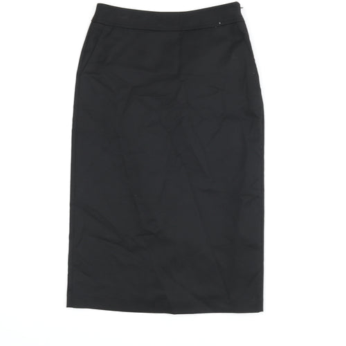 Warehouse Womens Black Polyester Straight & Pencil Skirt Size 6 Zip - Slit