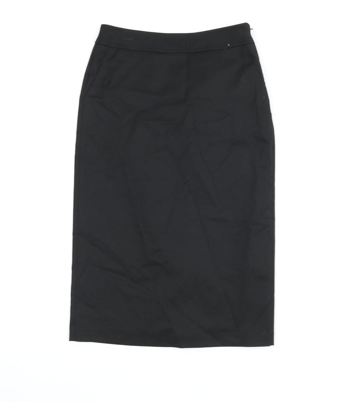 Warehouse Womens Black Polyester Straight & Pencil Skirt Size 6 Zip - Slit