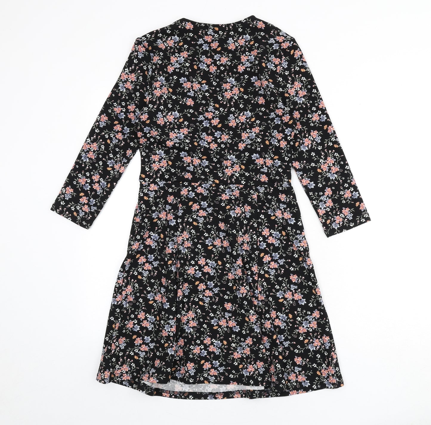 Divided by H&M Womens Black Floral Polyester A-Line Size 10 Round Neck Pullover