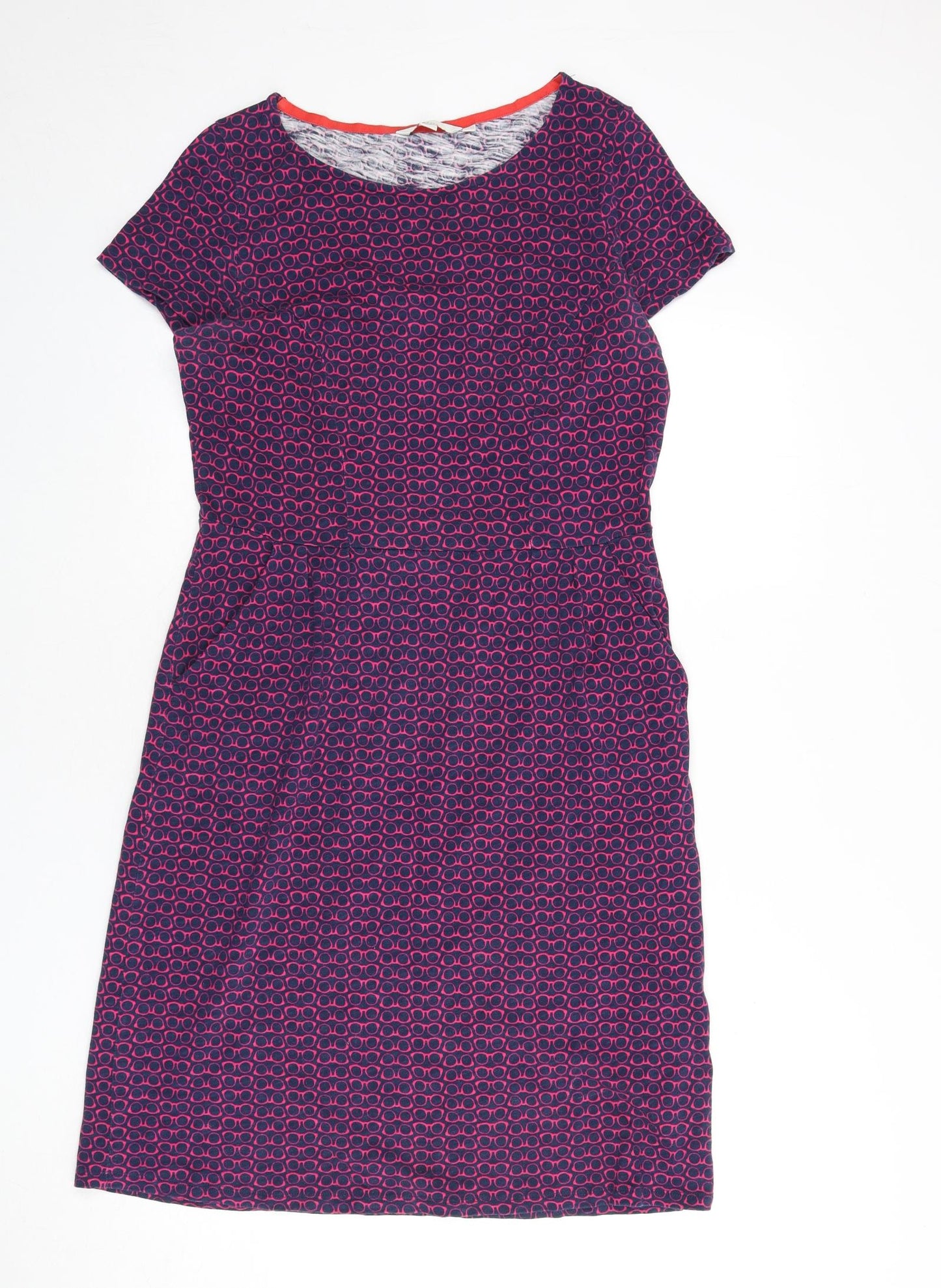 Boden Womens Blue Geometric 100% Cotton A-Line Size 12 Round Neck Pullover - Sunglasses, Glasses