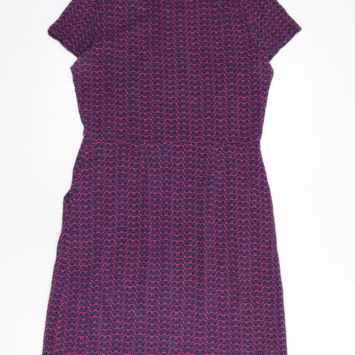 Boden Womens Blue Geometric 100% Cotton A-Line Size 12 Round Neck Pullover - Sunglasses, Glasses