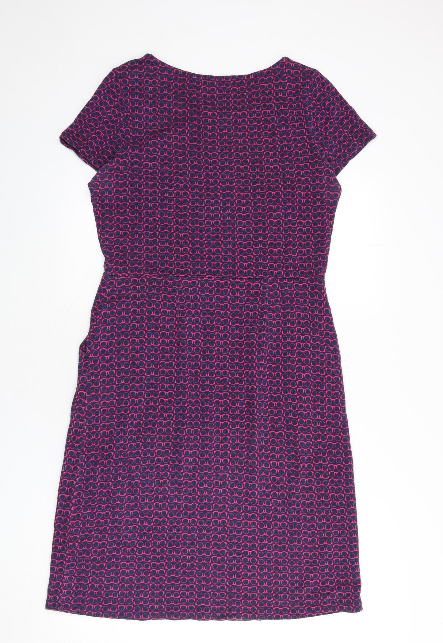 Boden Womens Blue Geometric 100% Cotton A-Line Size 12 Round Neck Pullover - Sunglasses, Glasses