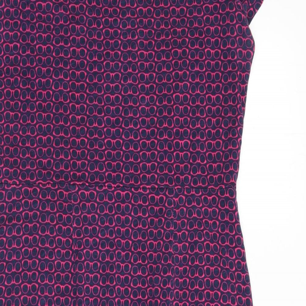 Boden Womens Blue Geometric 100% Cotton A-Line Size 12 Round Neck Pullover - Sunglasses, Glasses
