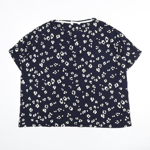 Marks and Spencer Womens Blue Geometric Viscose Top Pyjama Top Size 22