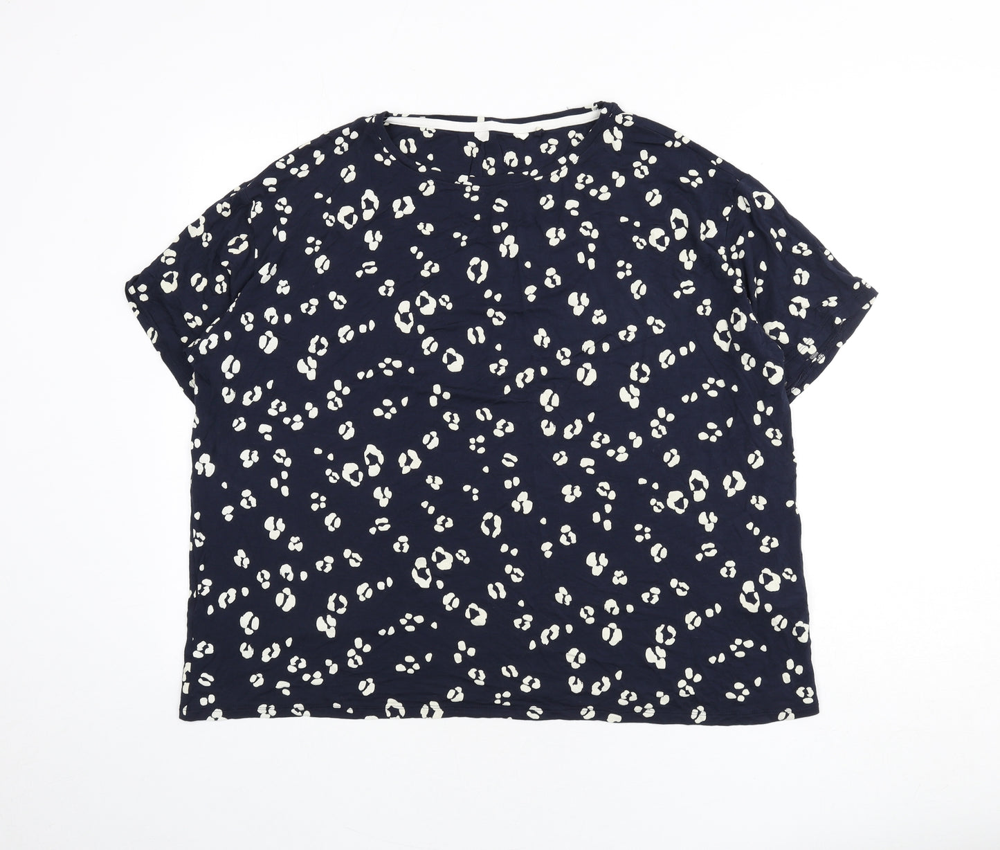 Marks and Spencer Womens Blue Geometric Viscose Top Pyjama Top Size 22