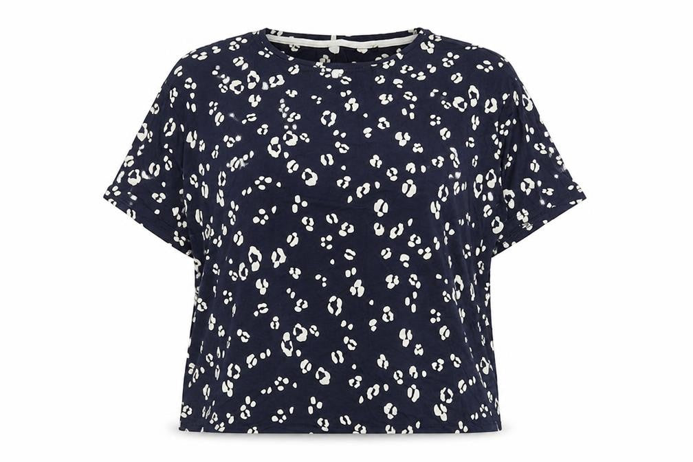 Marks and Spencer Womens Blue Geometric Viscose Top Pyjama Top Size 22
