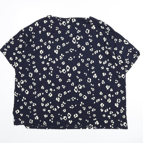 Marks and Spencer Womens Blue Geometric Viscose Top Pyjama Top Size 22