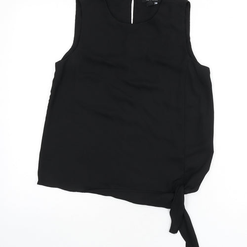 New Look Womens Black Polyester Basic Tank Size 8 Round Neck - Tie Front