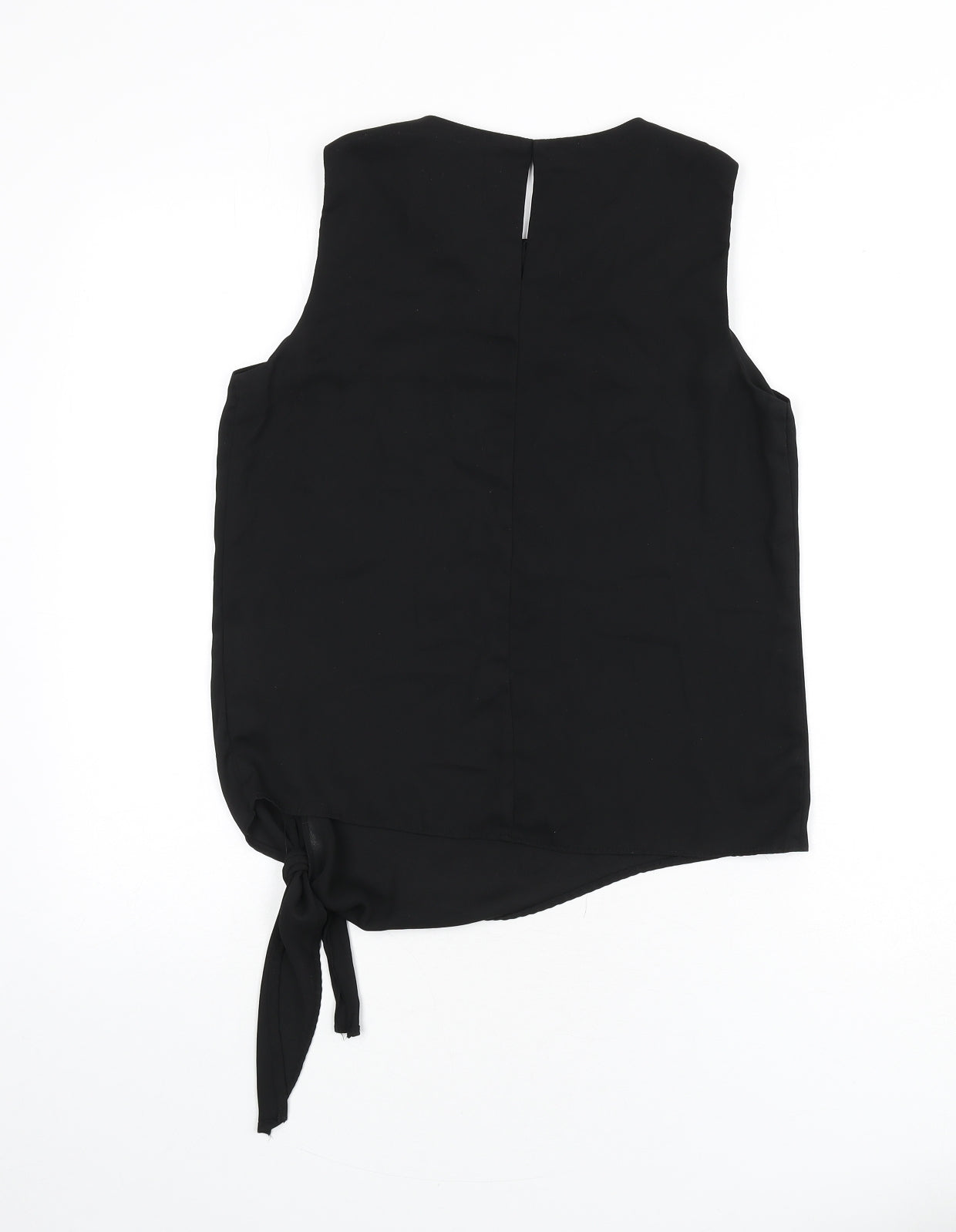 New Look Womens Black Polyester Basic Tank Size 8 Round Neck - Tie Front