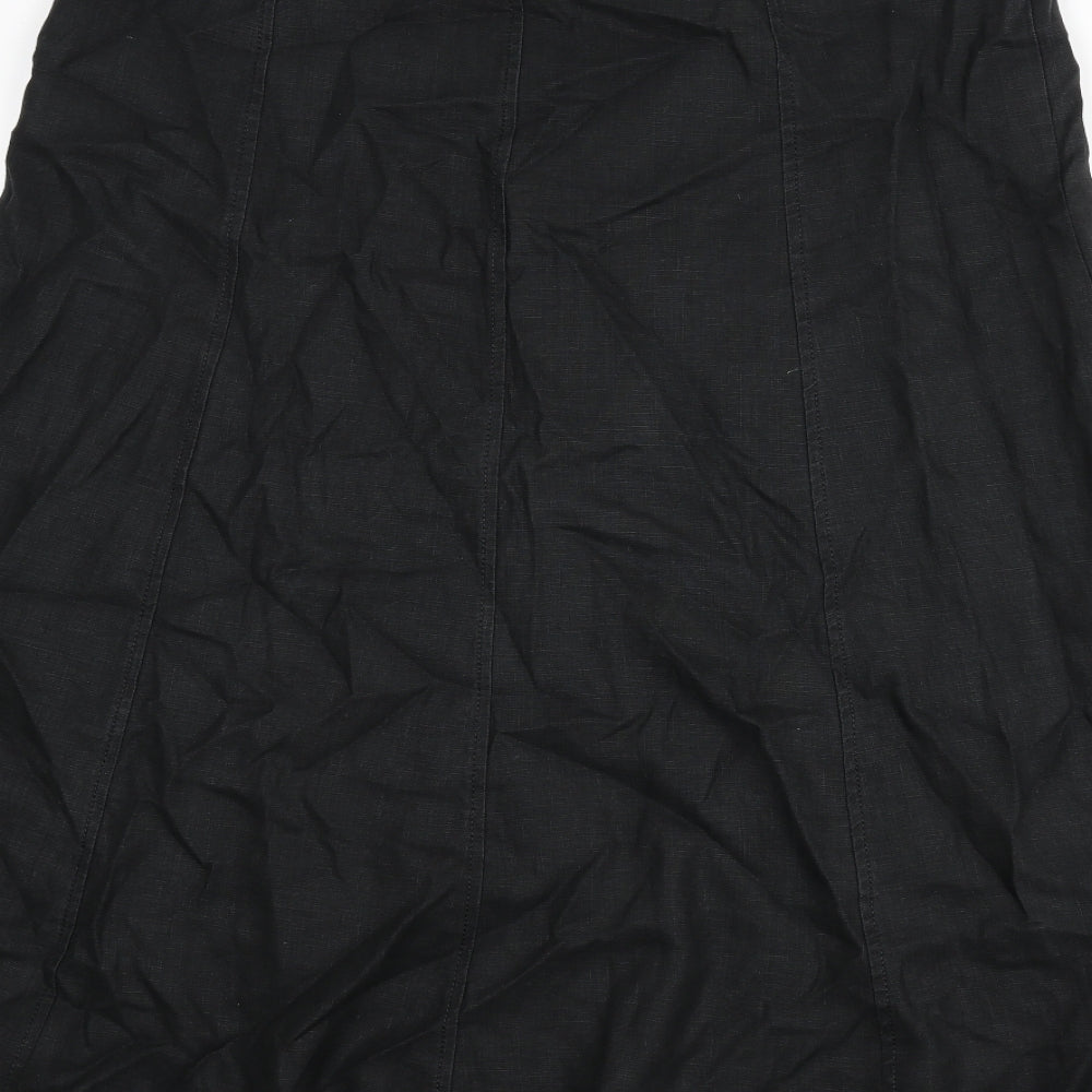 NEXT Womens Black Linen Flare Skirt Size 14 Zip