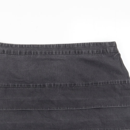 Larry Levine Womens Grey Cotton A-Line Skirt Size 12 Zip - Layered