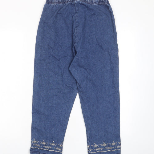 East Coast Womens Blue Fair Isle Cotton Cropped Jeans Size 18 L22 in Regular - Check measurements, Embroided