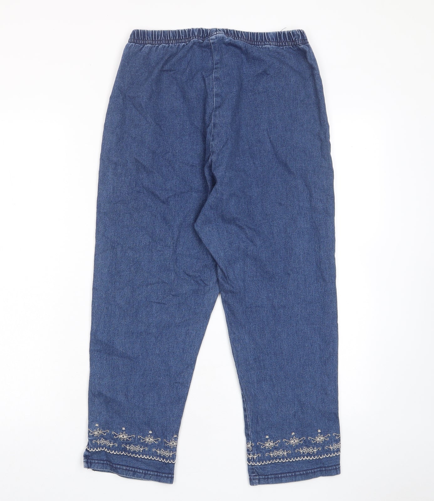 East Coast Womens Blue Fair Isle Cotton Cropped Jeans Size 18 L22 in Regular - Check measurements, Embroided