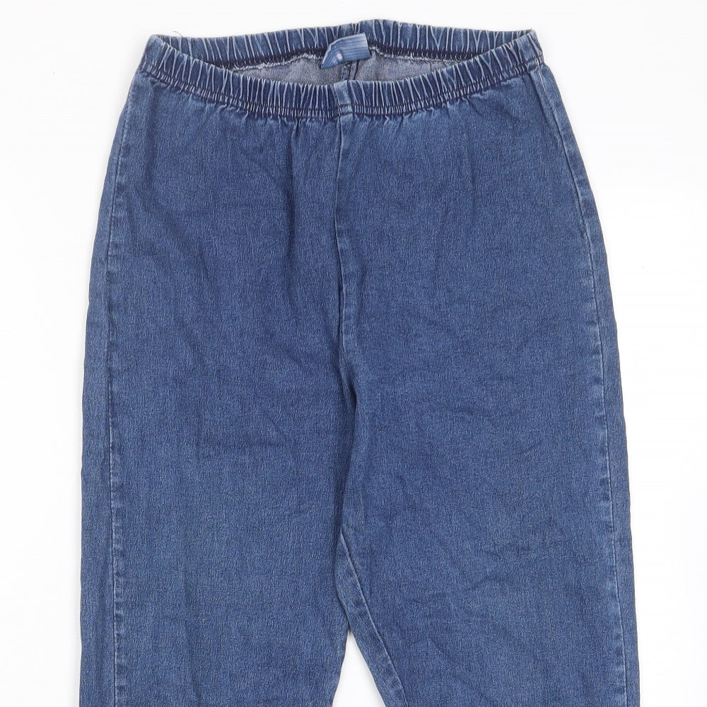 East Coast Womens Blue Fair Isle Cotton Cropped Jeans Size 18 L22 in Regular - Check measurements, Embroided