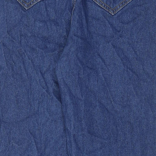 Boohoo Womens Blue Cotton Mom Jeans Size 12 L29 in Regular Zip - Pockets, Belt Loops
