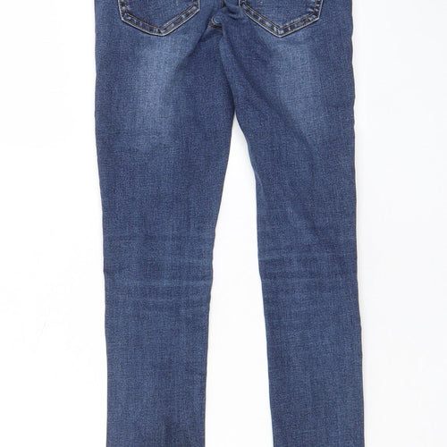 New Look Girls Blue Cotton Skinny Jeans Size 9 Years L23 in Regular Zip - Pockets, Belt Loops